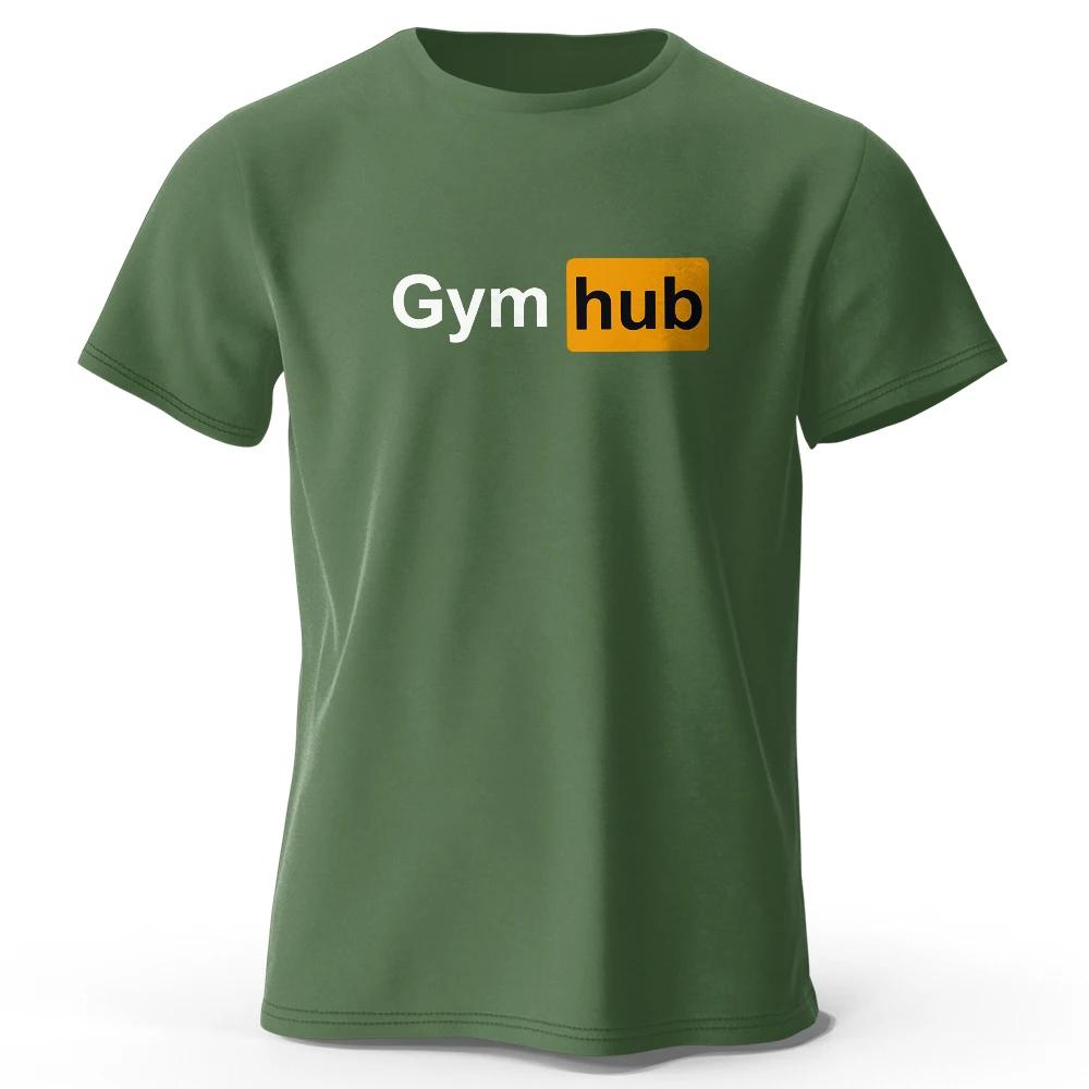 Gym Hub Bedrucktes T-Shirt 100% Baumwolle Oversized Lustige Grafik-T-Shirts für Sommer-Tops