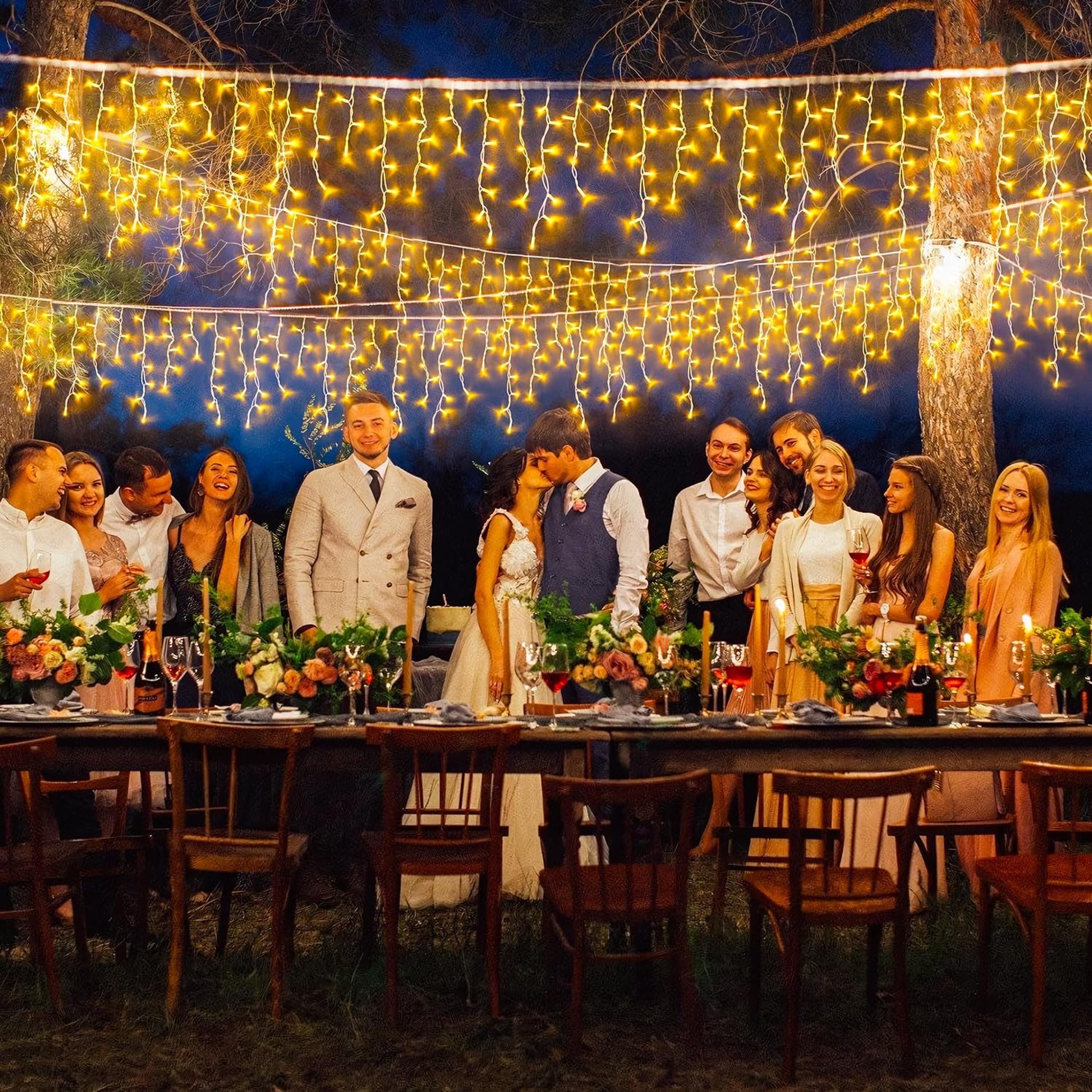 

Вуличні світлодіодні гірлянди-бурульки Водонепроникні Різдвяні Декоративні 8 режимів Святкове освітлення Для Саду Карниза Казкові світлодіодні гірлянди-бурульки WARM WHITE