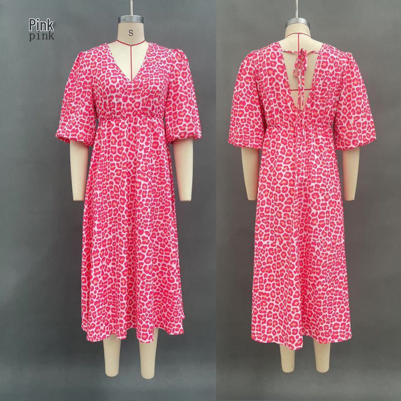 2025 European & American Style V-Neck Plus Size Printed Dress - New Summer Women's Arrivals