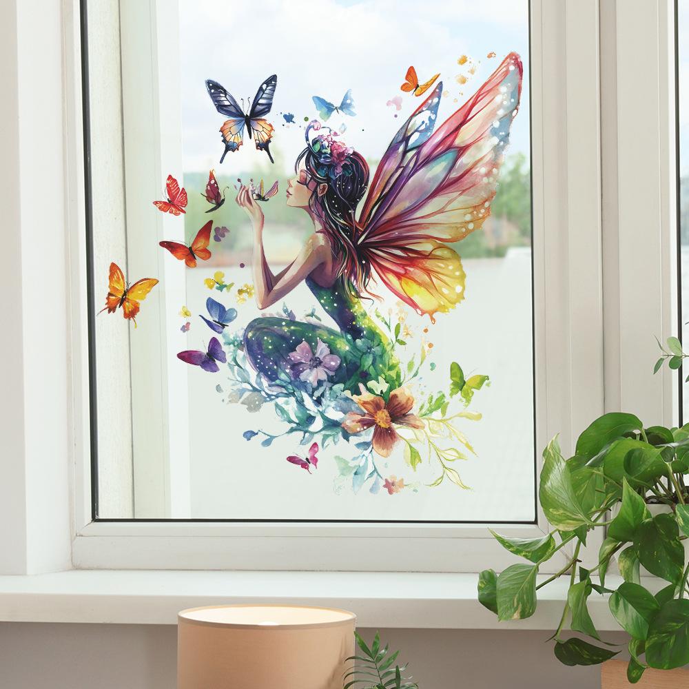 Self-adhesive Wall Stickers Dreamy Butterfly Fairy for Kids Room Bedroom Living Room Home Decor