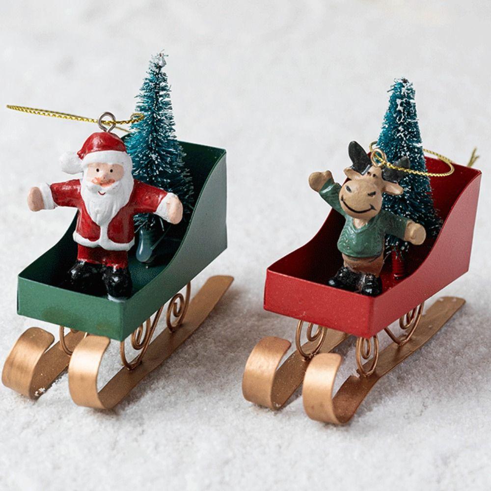 Retro Santa Claus Pendant Iron Cartoon Christmas Decorations Cute DIY Crafts Christmas Tree Ornaments Home 2026 New Year Gift