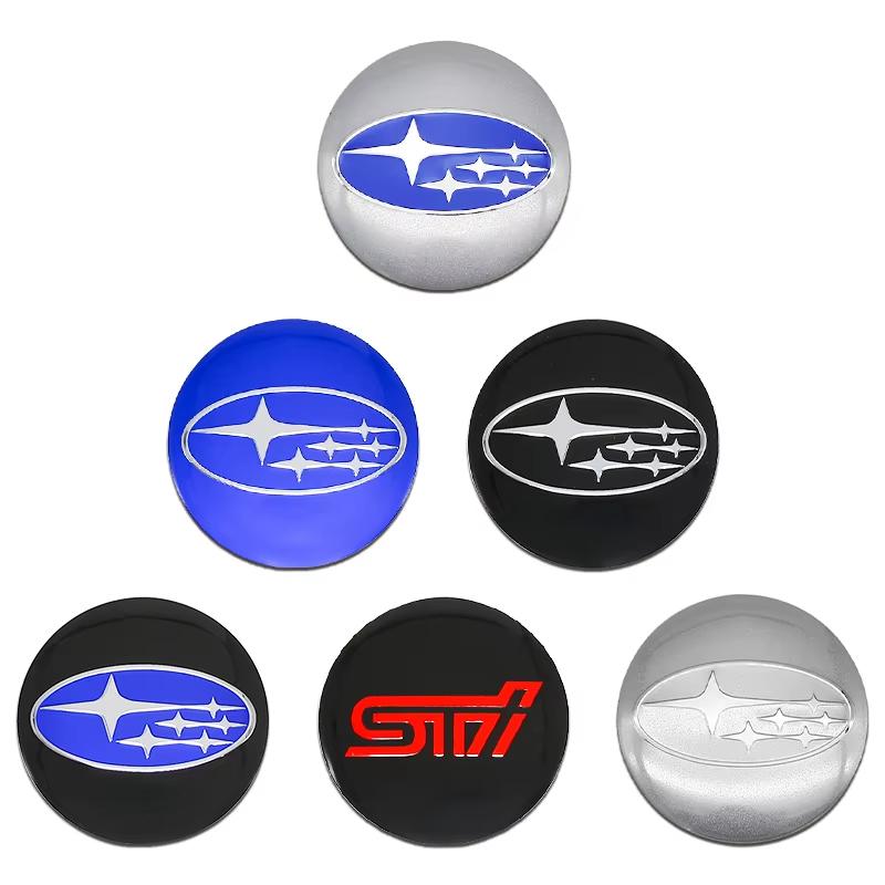 4 Stück 56mm Auto Radnabenkappe Abzeichen Emblem Aufkleber Autoaufkleber für SUBARU WRX STI Forester Impreza Legacy Outback BRZ XV