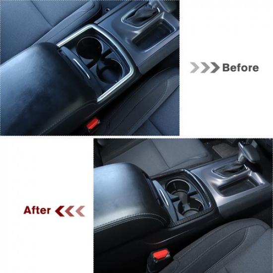 Interior Cup Holder Cover Trim Decor Frame For Dodge Charger 2011+ Carbon Fiber