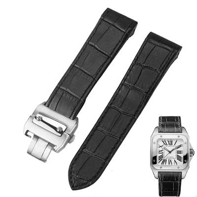Watch Band Cartier Santos 100 Izle 20mm 23mm Erkek Kadın Yüksek Kaliteli Inek Derisi Sapanlar Katlanır Toka Hakiki Deri Kordonlu Saat
