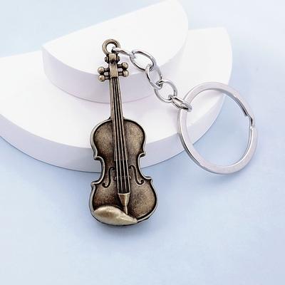 1Pc Vintage Guitar Violin Metal Keychain Creative Personalized Keychain Pendant Accessories