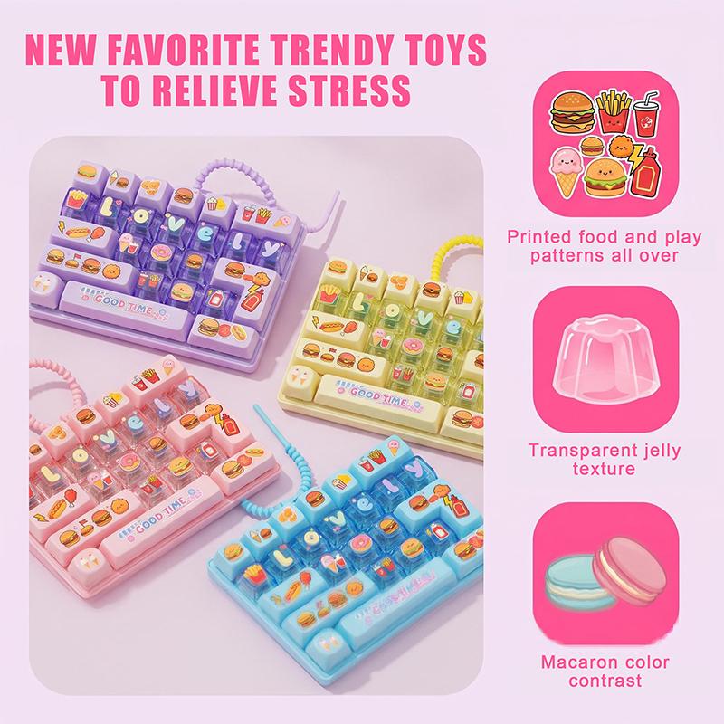 Purple Fidget Keyboard Toy Cute Animal Shape Stress Reduction Gadget for Home Office Daily Use