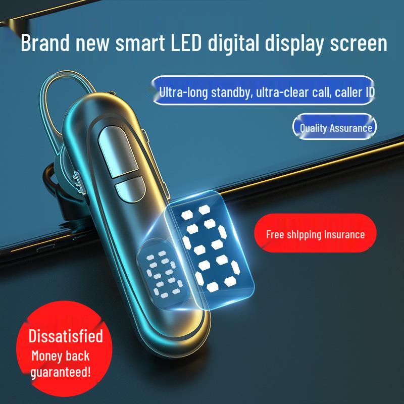 New Wireless Single Ear Bluetooth Headset with Digital Display and Ear Hook, Long Standby, Universal Compatibility.