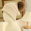 Unisex Cashmere Pom-Pom Hat: 100% Pure, Oversized, Knitted, Thickened for New Autumn/Winter Style