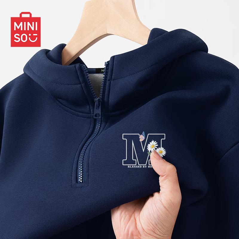 MINISO Men's Half-Zip Hooded Fleece Sweatshirt