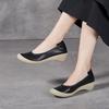 Fashion 4CM Hot Selling Premium Full Genuine Leather Shoes Woman Mid Heels 2025 New Fashion Elegant Comfortable Wedges Shoes 4 Color