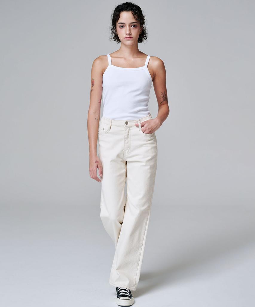 MALOUPE 9106 Semi-Wide Denim Pants (Cream)