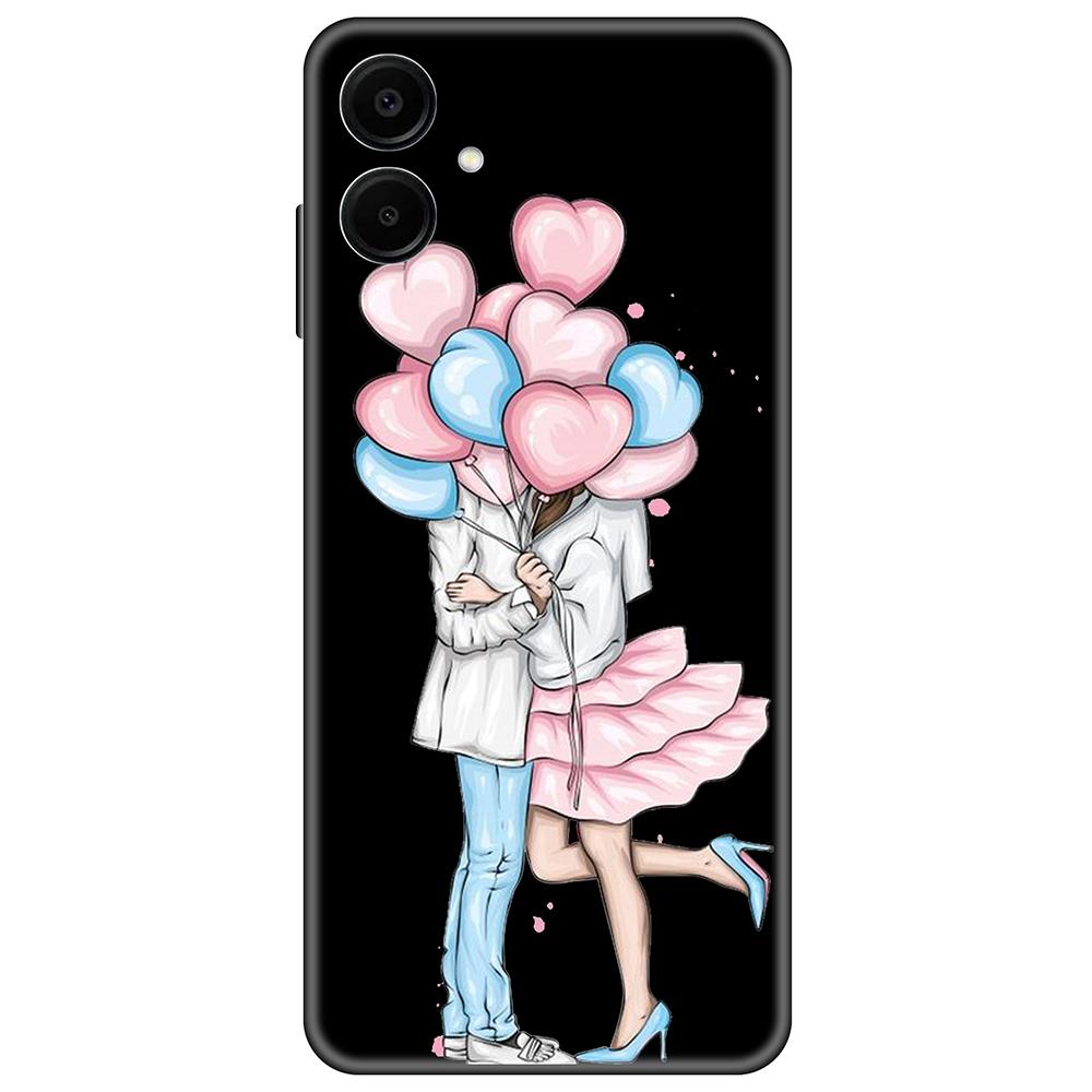 for Samsung Galaxy A06 Black Case Cute Luxury 6.7inch Cases on GalaxyA06 Soft tpu Cover shockproof Bumper