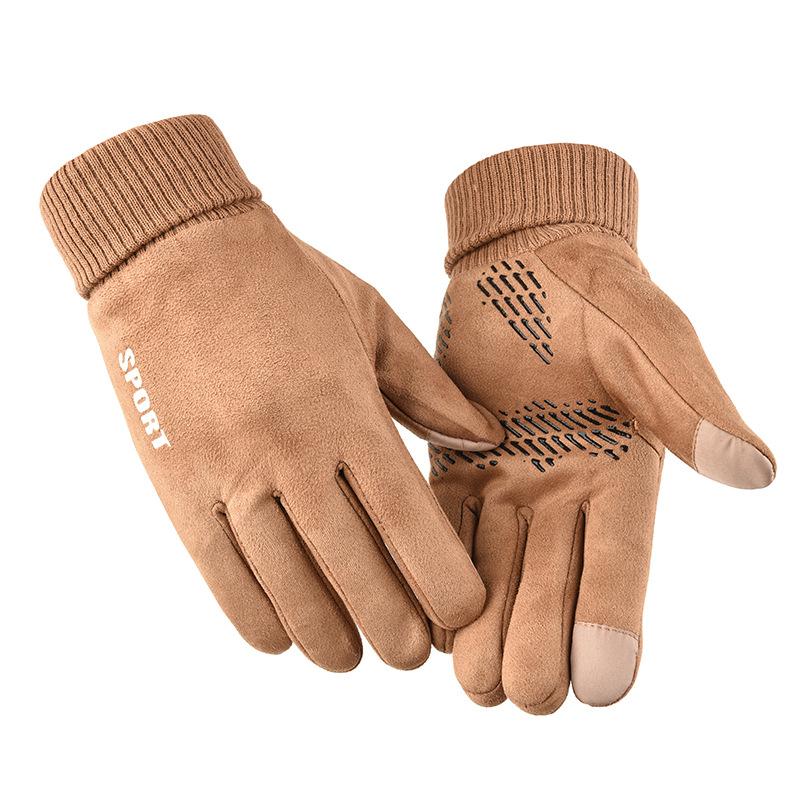 

Зимние мужские замшевые перчатки теплые плюс бархат утолщенные перчатки для езды и вождения мотоцикла с сенсорным экраном One Size