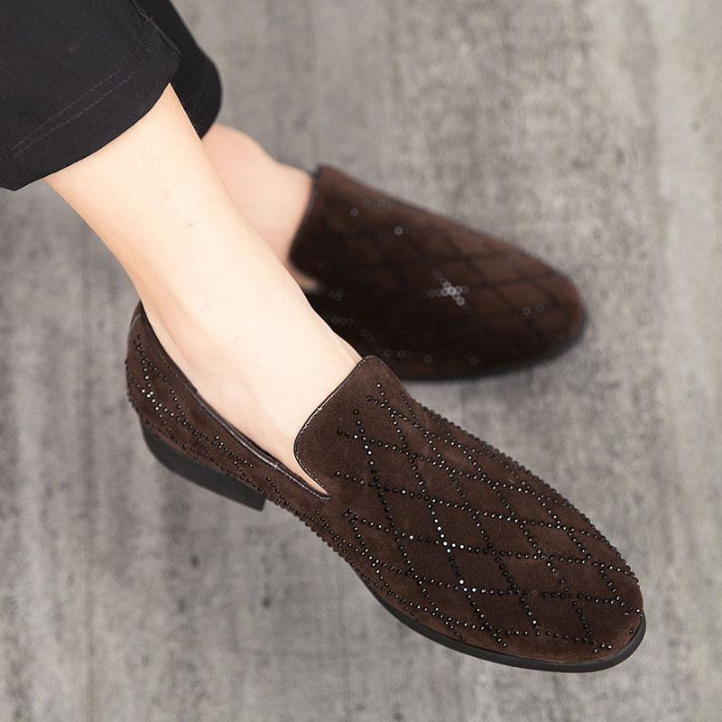 

Men s shoes summer one-pedal lazy loafers men s Korean version trendy handsome small leather shoes leather shoes 44 коричневий