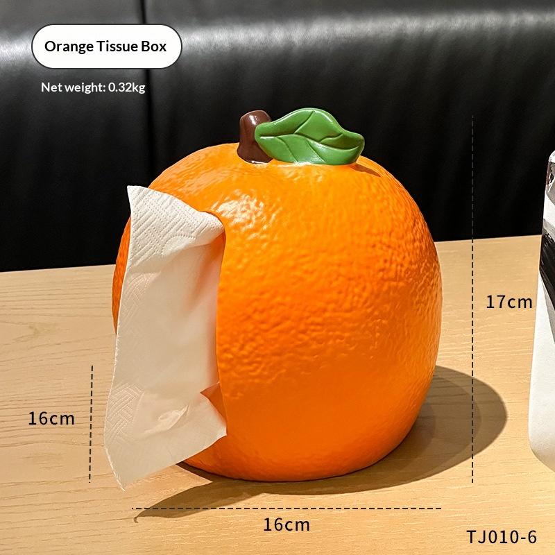 Orange Tissue Box, Household Living Room Tissue Dispenser, Tabletop Decorative Ornament, Cartoon Napkin Tissue Storage Box lijia