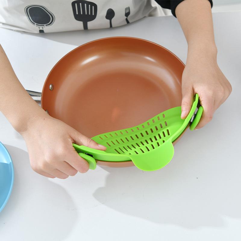 New Wide Mouth Silicone Drain Pot Edge Drain Household Noodles Vegetable Pouring Filter Anti Spill and Leak Filter Kitchen Supplies
