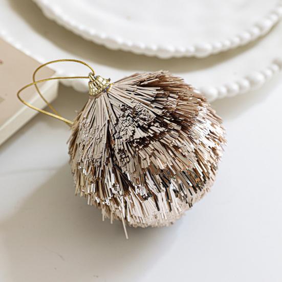 Glitter Tinsel Pom Poms Christmas Ornament Fluffy Pom Pom Ball Christmas Tree Hanging Deecoration for Holiday Party Decor