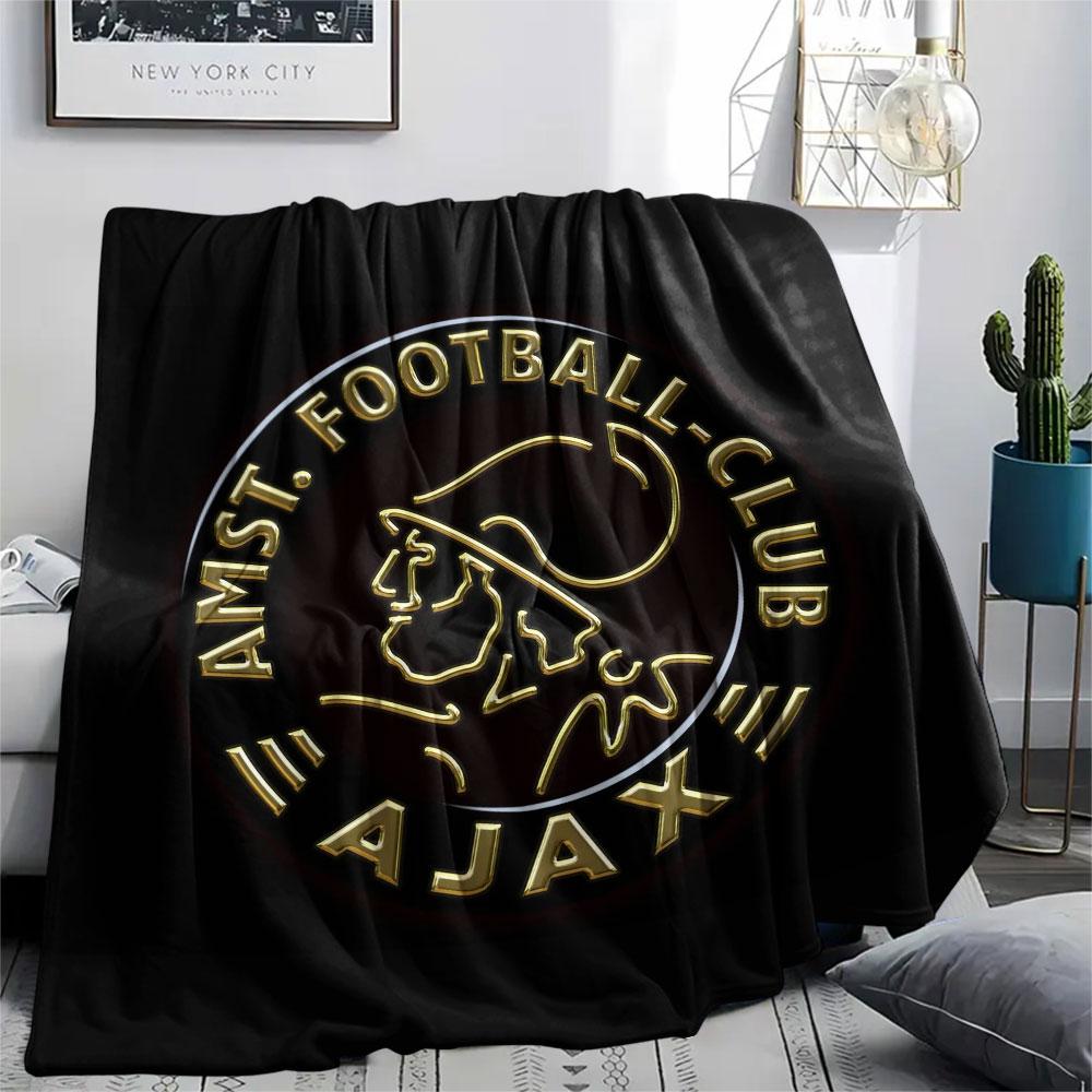 AFC Ajax Amsterdam Printed Flannel Blanket, soft throw for bedroom sofa, washable,soccer fan merchandise, great gift.