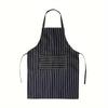 Striped Waterproof Cotton Work Apron Oil-Resistant Cooking Apron for Home Restaurant Coffee Shop Men and Women