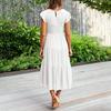 Women Dress Flying Sleeves Large Hem Summer Smocked Tiered Dress Streetwear