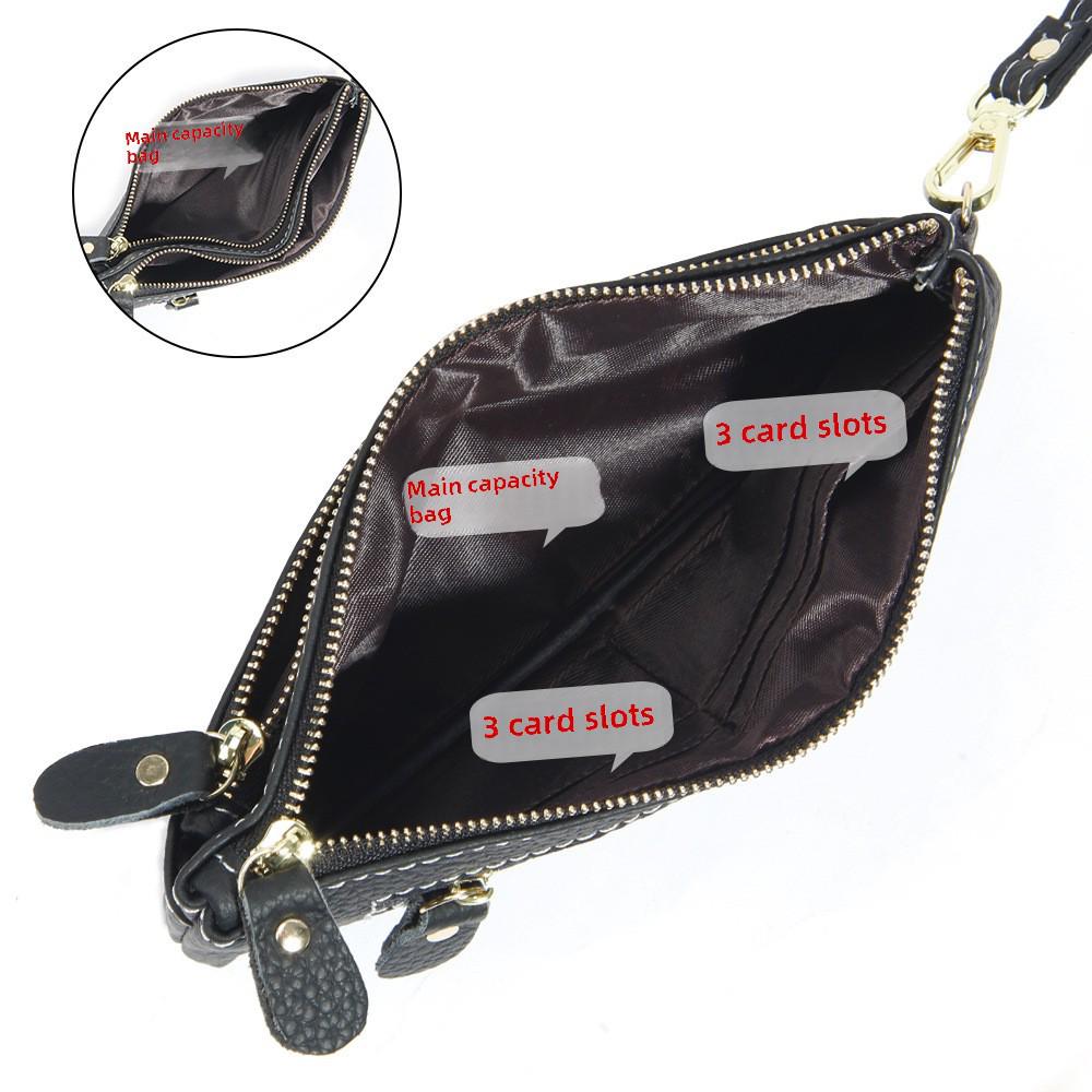 Elegant Long Women's Genuine Leather Clutch Wallet with Thin Korean Style Zipper