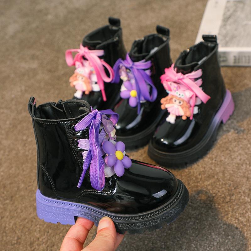 Children's Leather Boots, Short Boots, Martin Boots, Durable, Breathable, Waterproof, British Style Girls' Single Boots