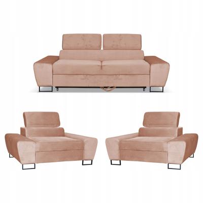 Living Room Relaxation Furniture Set Bosso Sofa 2-seater Armchairs Beige Family Furniture