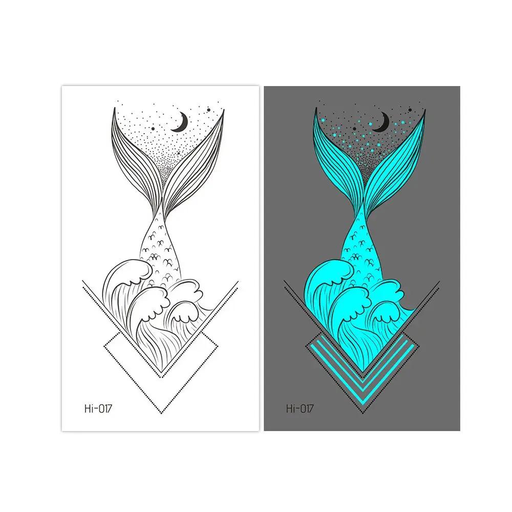 1Sheet Fashion Waterproof Blue Luminous Tattoo Sticker Star Feather Tattoo Sticker Body Art Removable Temporary Tattoos