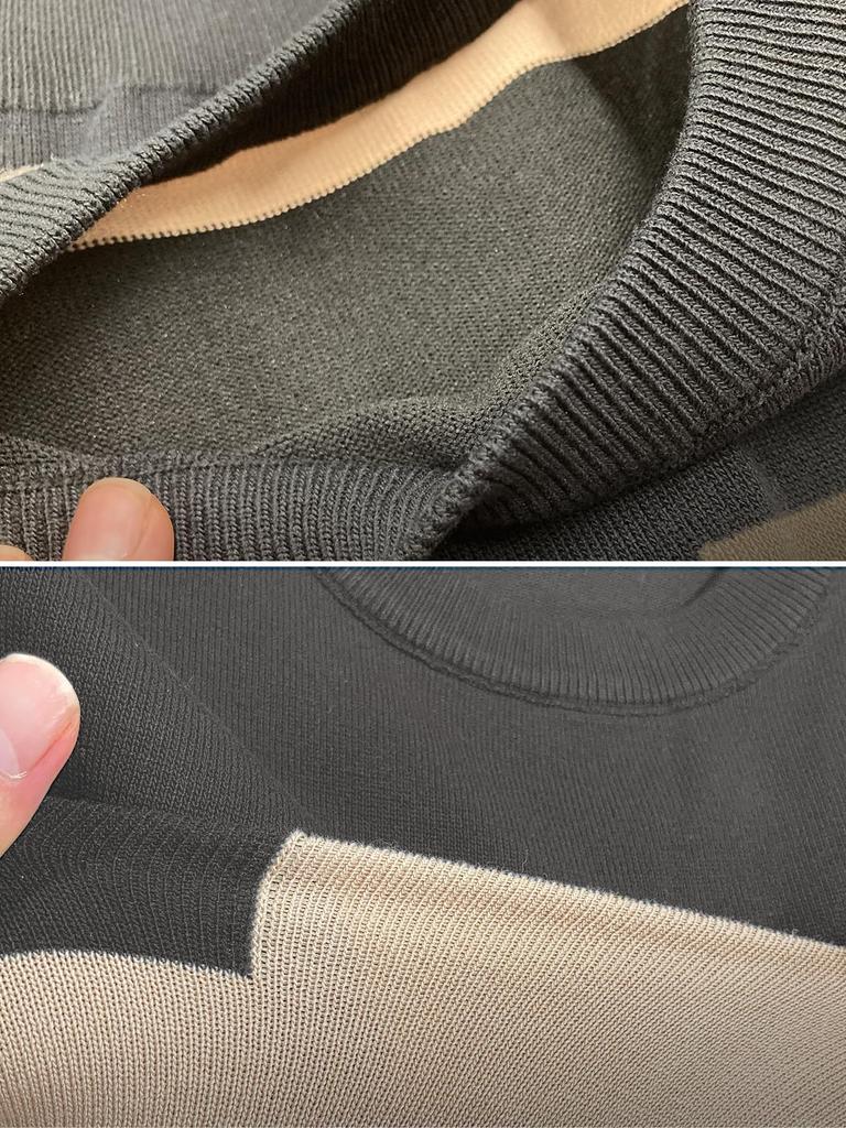 Doors Knit Top with Paneled Round Long Office Loose Long and Panels, Neck, Sleeves, Fall/Winter Pullover, Workwear, Wear, Fit, Comfortable, Sleeves,