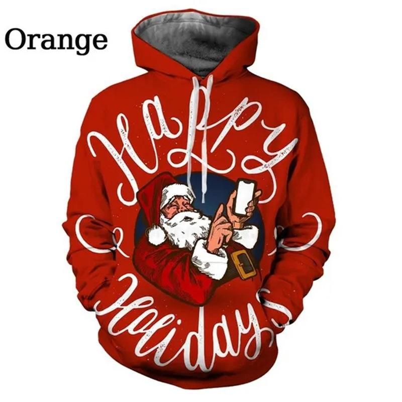

3D-печатный рождественский Санта-Клаус с капюшоном для мужчин, повседневная толстовка с длинным рукавом, новинка в категории толстовки и свитшоты, мужские свободные пуловеры 6XL