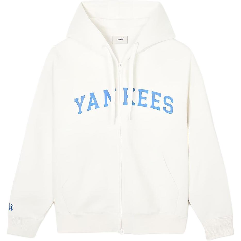 MLB New York Yankees Sweatshirts Unisex White Hooded Moderate Cardigan 3ATRV0341-50CRS L