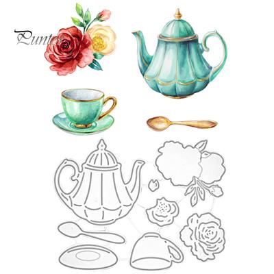 Cutting Mold Teacup Flower Pattern Educational Carbon Steel DIY Scrapbooking Card Decorative Template for Kids