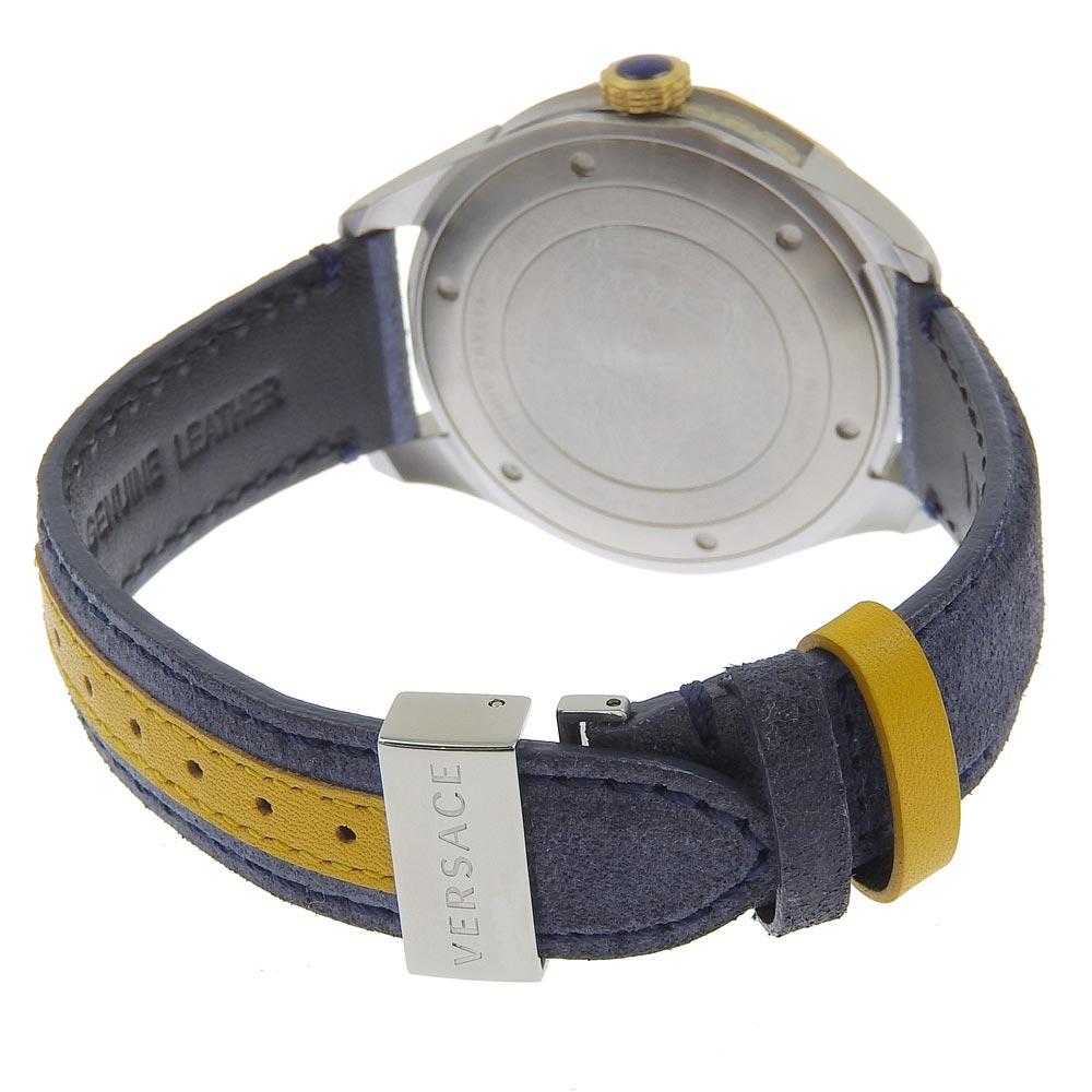 Versace VERA Watches WR5 gold/Navy Blue NavyDial Stainless Steel/leather Quartz Analog Display Mens Used