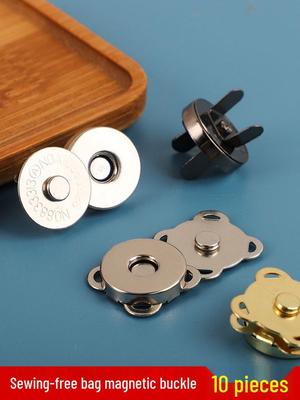Magnetic Snap Buckle for Leather Bags: Metal Button Suitcase Accessory with Invisible Closure.