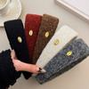 Wool Oval Gold Label Wide Hair Band for Autumn and Winter, High Top Hairpin, High-end Headband for Going Out