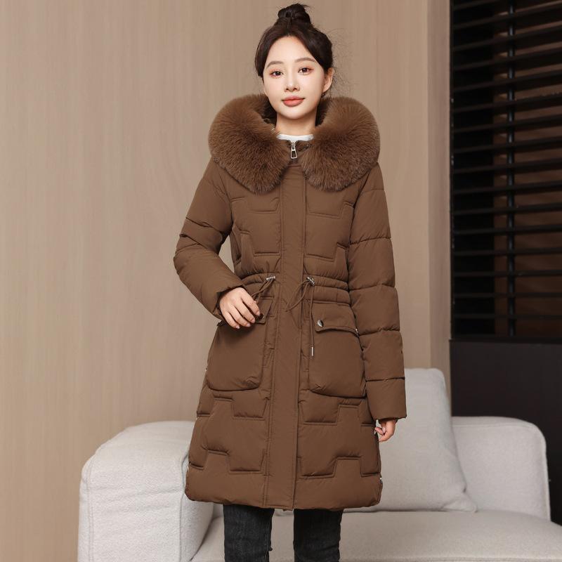 Padded Clothes, Padded Clothes, Women's Winter Coat, New Long Slim-fitting Waist, Big Fur Collar, Padded Jacket Thickened.