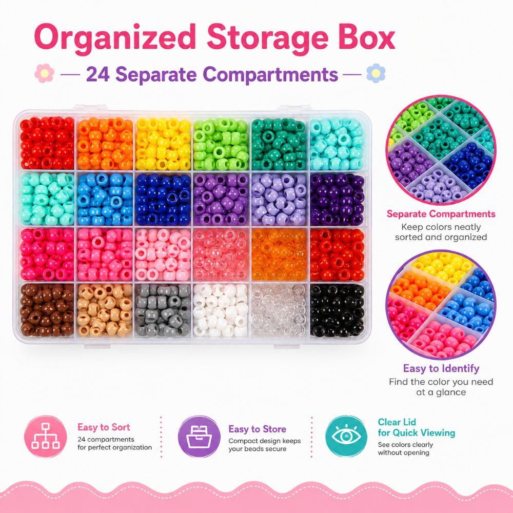 24 Colors Craft Beads 720PCS Bracelet Beads Versatile Large Hole Beads  Hair Braiding