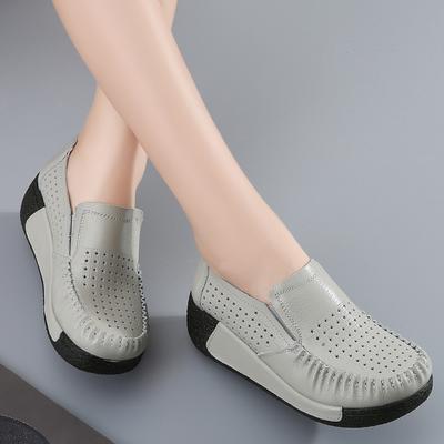 Moteriški platforminiai loferiai, kasdieniai, elegantiški, juodi, vasariniai, kiauraraščio odos, moteriški, pilki, storu padu, sportbačiai, didelis dydis