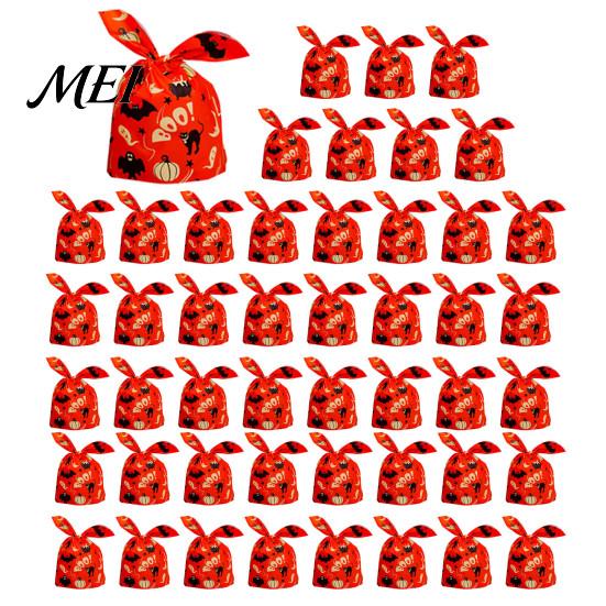 Halloween Souvenir Gift Packaging 48 Pcs Candy Bags, Kids Trick or Treat Goodie Cute Rabbit Transparent Cookie Bags with Drawstrings Ear Small Plastic