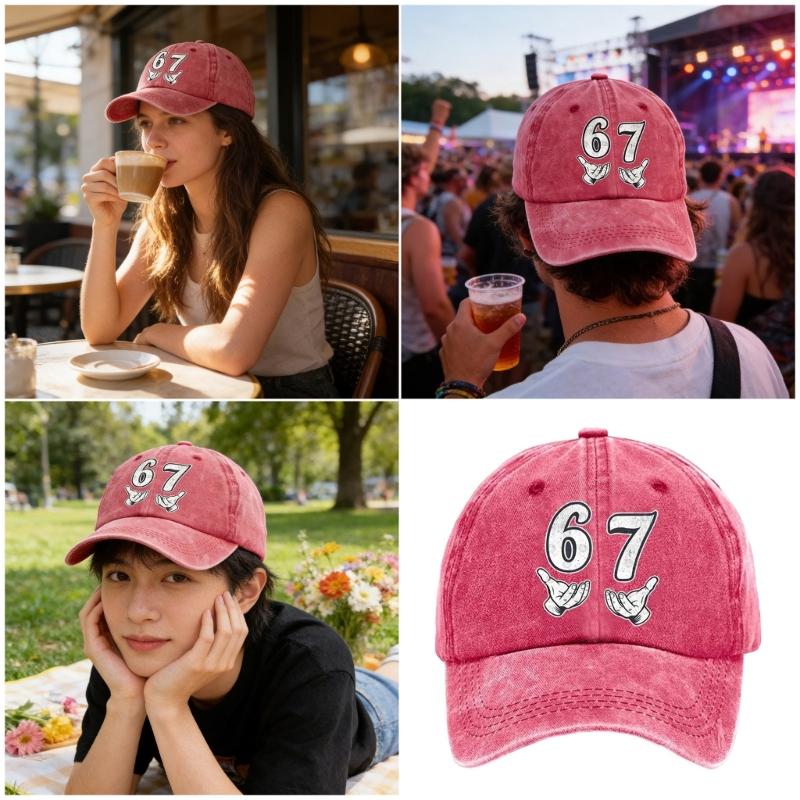 Sun Hat Cotton Baseball Cap 67 Print Breathable For Daily Use For Outdoor Activities