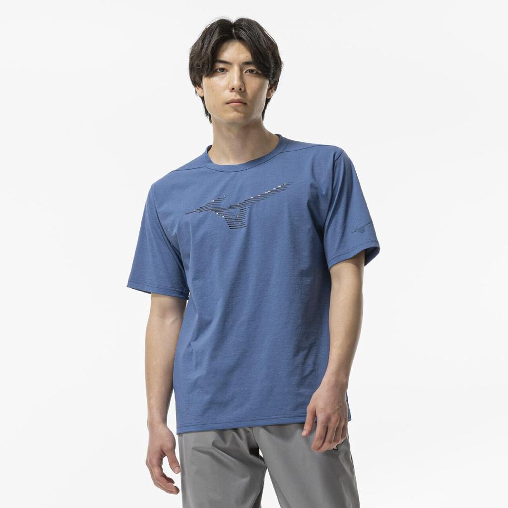 Training Stretch Soft Dry UV Stellar Size S Wear, T-shirt, Sweat-wicking, Quick-drying, Protection, 32MAD026, Men's, Blue,
