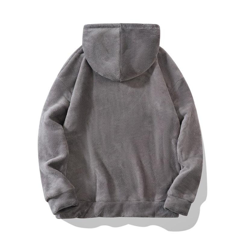 Men's Plus Size Hoodie Casual Stylish Coral Fleece Jacket For Fall Winter Comfortable Men's Outerwear