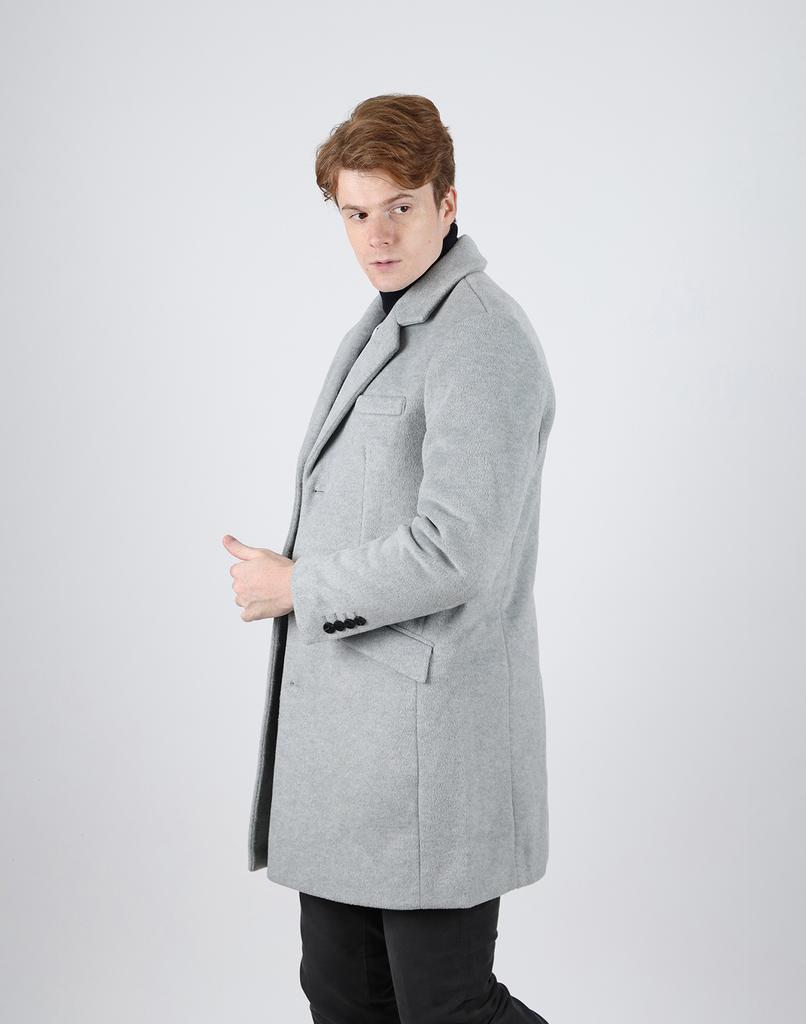 Ikalook Single Three-Button Grey Winter Coat Co107