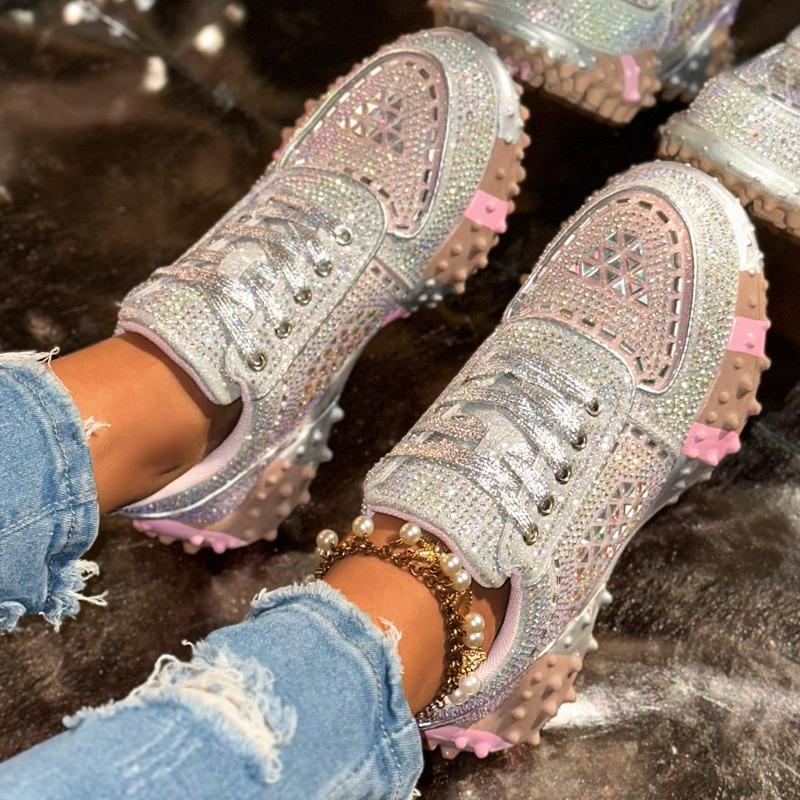 Scarpe Singole da Donna Primavera Nuove Full Diamond Scintillanti Suola Morbida Antiscivolo Scarpe Sportive Casual