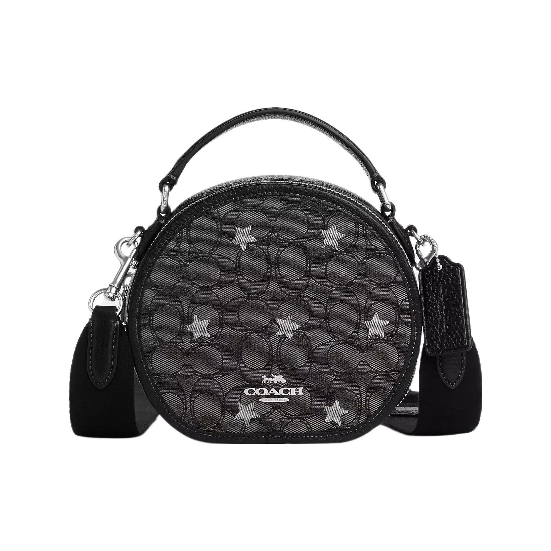 

Coach Canteen 17 Metal Logo Letter Fun Print Zipper Closure Star Print Pebbled Leather Handheld Shoulder Crossbody Bag Small Women Bags CO985-SVWFV Basic Set (Bag+Dust Bag)