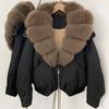 Europe and the United States new natural real fox fur collar down jacket autumn and winter versatile thickened warm women's short coat