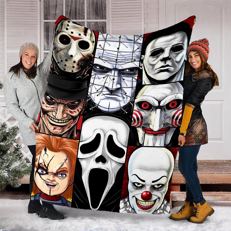 Halloween horror Theme Printed Blanket - Perfect for Couch, Bed, Travel & Outdoor Use | Machine Washable, Cozy & Durable.