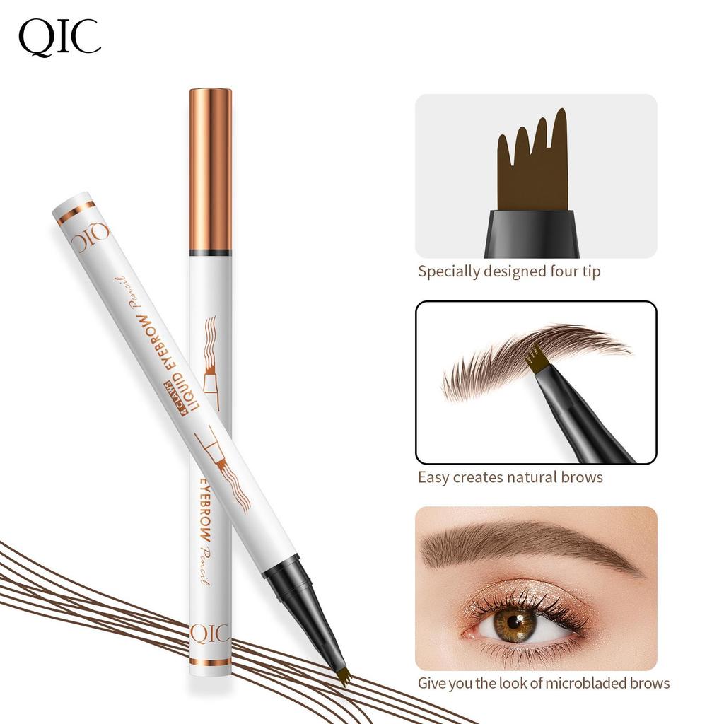 QIC Ultra-fine Four-pronged Water Eyebrow Pencil, Long-lasting Waterproof, Sweat-proof and Non-smudging Liquid Eyebrow Pencil, Four-claw Wild Eyebrow.