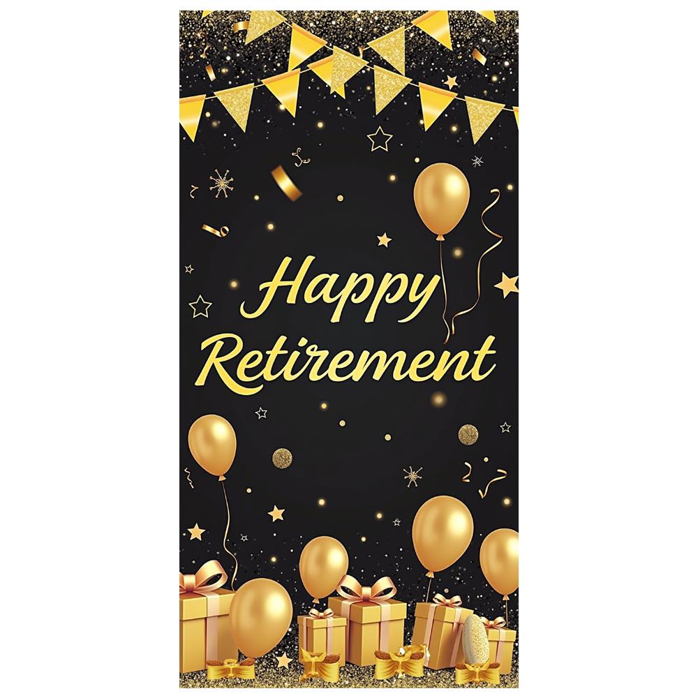 Retirement Party Banner Gift Box Design Party Decoration Polyester Material Party Backdrop for Photo Shoot Indoor Celebration