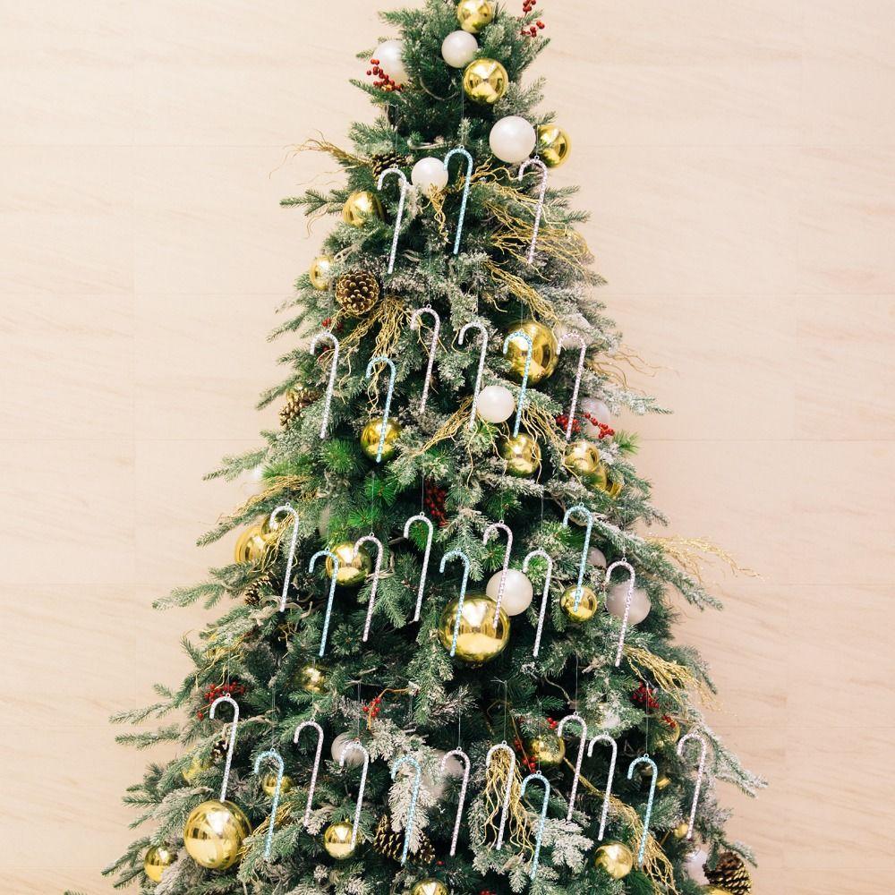 6Pcs Transparent Christmas Canes Pendant Shatterproof Simulation Acrylic Christmas Canes Exquisite Christmas Tree Decoration